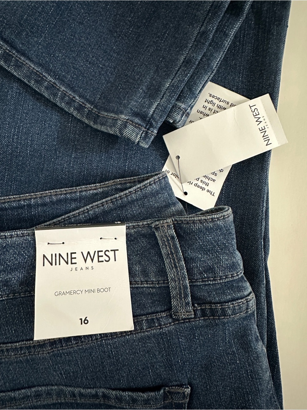 Nine West Women’s Gramercy Mini Boot Jeans — Dark Blue Size 16